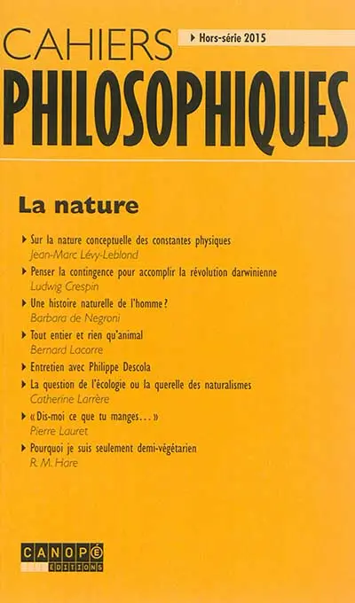 Cahiers philosophiques, hors série. La nature
