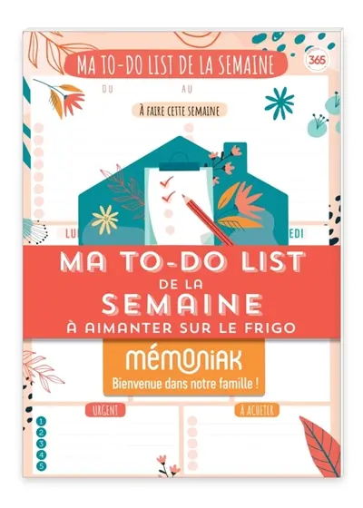 Ma to-do list de la semaine Mémoniak : bloc de 52 listes aimanté à compléter