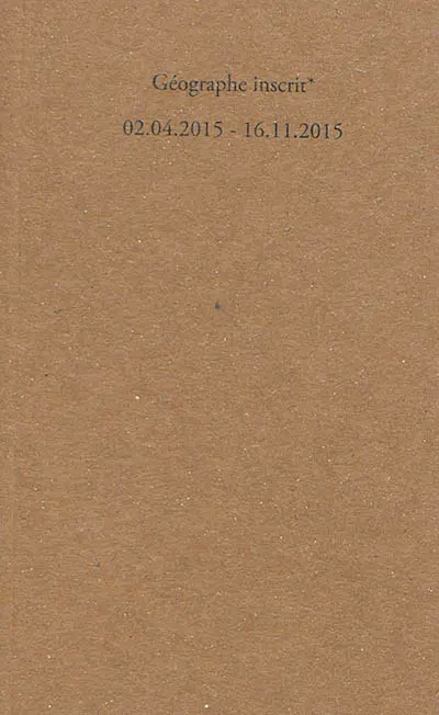 Géographe inscrit : 02.04.2015-16.11.2015