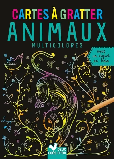 Cartes à gratter animaux multicolores