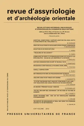 Revue d'assyriologie et d'archéologie orientale, n° 107. Recueil d'études historiques, philologiques et épigraphiques en l'honneur de Paolo Matthiae : seconde partie