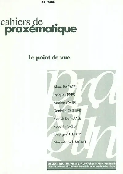 Cahiers de praxématique, n° 41. Le point de vue