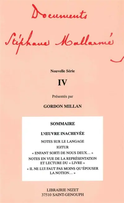 Documents Stéphane Mallarmé : nouvelle série. Vol. 4