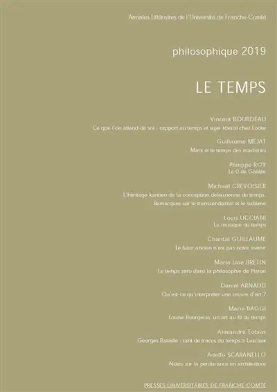 Philosophique, n° 2019. Le temps