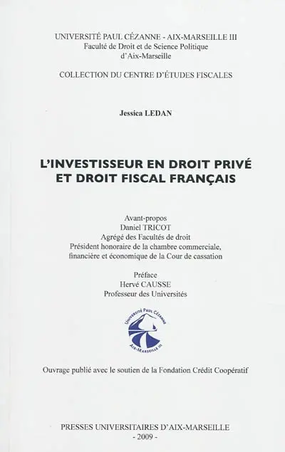 L'investisseur en droit privé et droit fiscal français