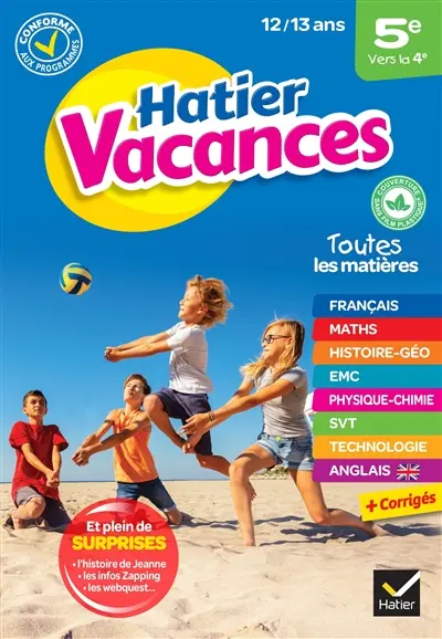 Hatier vacances, 5e vers la 4e, 12-13 ans : conforme aux programmes