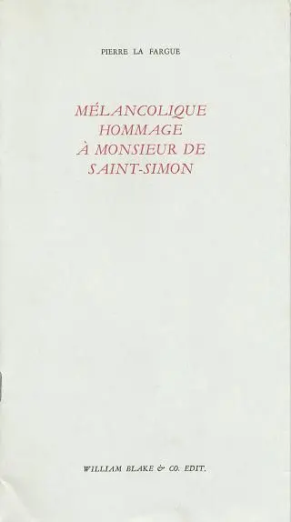 Mélancolique hommage à monsieur de Saint-Simon