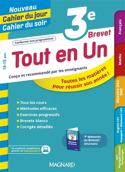 Tout en un brevet 3e, 14-15 ans : toutes les matières pour réussir son année !