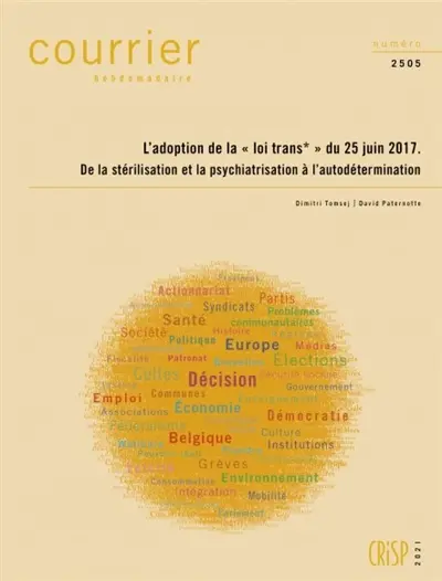 Courrier hebdomadaire, n° 2505. L'adoption de la loi trans* du 25 juin 2017 : de la stérilisation et la psychiatrisation à l'autodétermination
