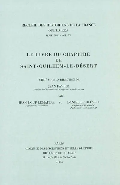 Le livre du chapitre de Saint-Guilhem-le-Désert