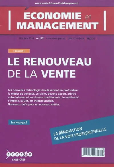 Economie et management, n° 137. Le renouveau de la vente