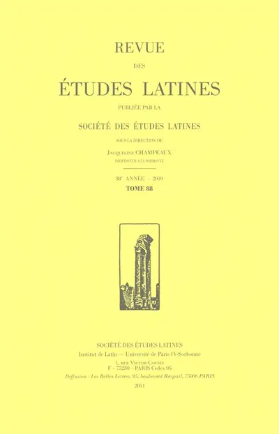 Revue des études latines, n° 88