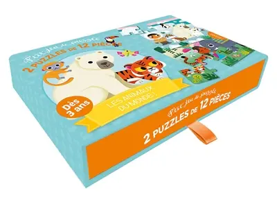 P'tit jeu de puzzles : 2 puzzles de 12 pièces : les animaux du monde !