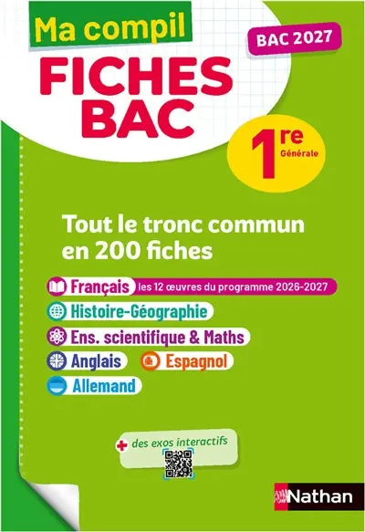 Ma compil fiches bac 1re générale : tout le tronc commun en 200 fiches : bac 2027