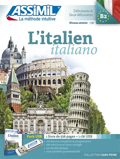 L'italien : pack USB : débutants & faux débutants, niveau atteint B2