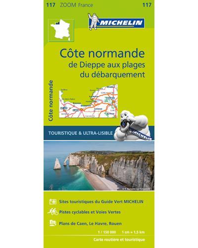 CARTE ZOOM COTE NORMANDE - DE DIEPPE AUX PLAGES DU DEBARQUEMENT