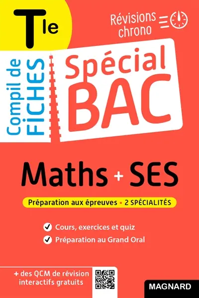 Compil de fiches maths + SES terminale : révisions chrono : préparation aux épreuves, 2 spécialités