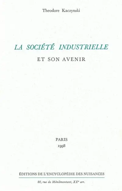 La société industrielle et son avenir