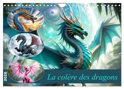 La colère des dragons (Calendrier mural 2026 DIN A4 vertical), CALVENDO calendrier mensuel : Plongez dans un monde fantastique où la puissance des dragons règne en maître !