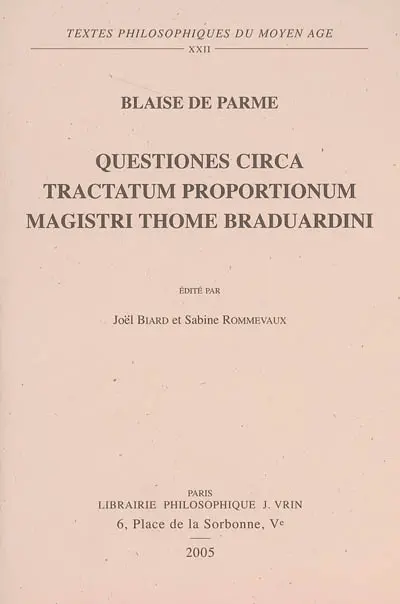 Questiones circa tractatum proportionum magistri Thome Braduardini