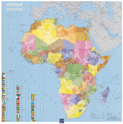 AFRIQUE POLITIQUE PLASTIFIE 88 CM X 88 CM