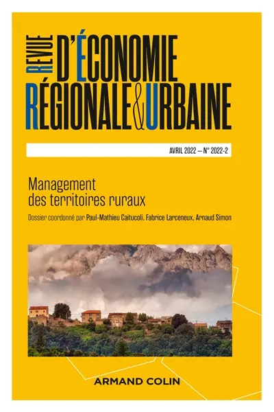 Revue d'économie régionale et urbaine, n° 2 (2022). Management des territoires ruraux