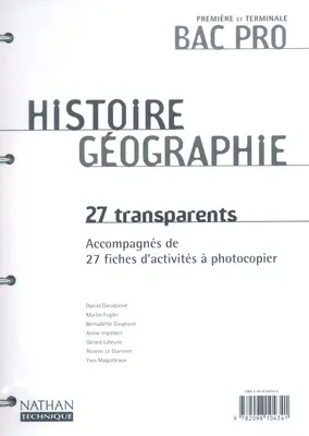 Histoire-géographie, Bac pro : transparents