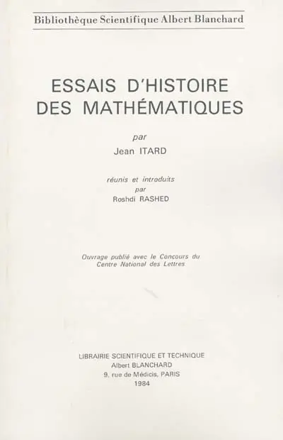 Essais d'histoire des mathématiques