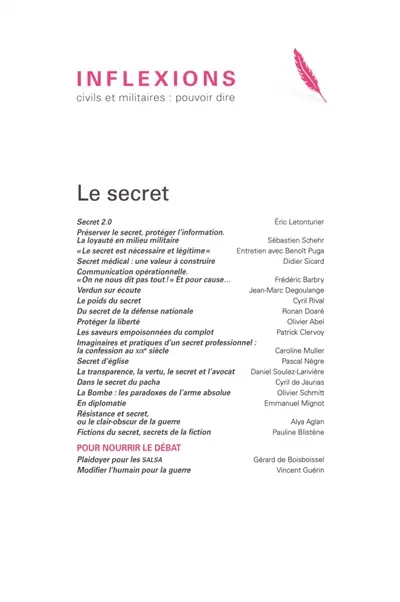 Inflexions : civils et militaires : pouvoir dire, n° 47. Le secret