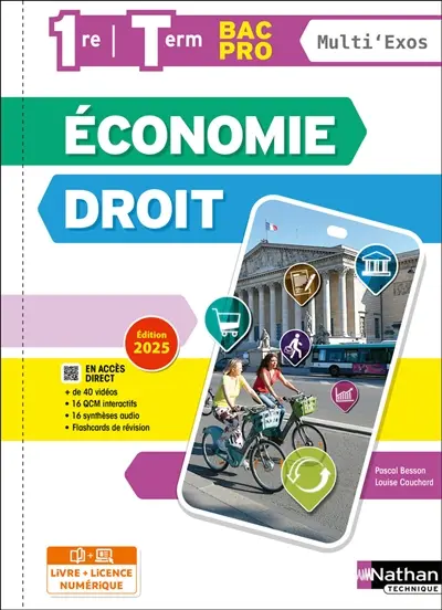Economie, droit 1re, terminale bac pro : livre + licence élève