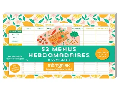 52 menus hebdomadaires à compléter
