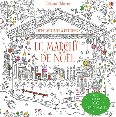 Le marché de Noël : livre dépliant à colorier