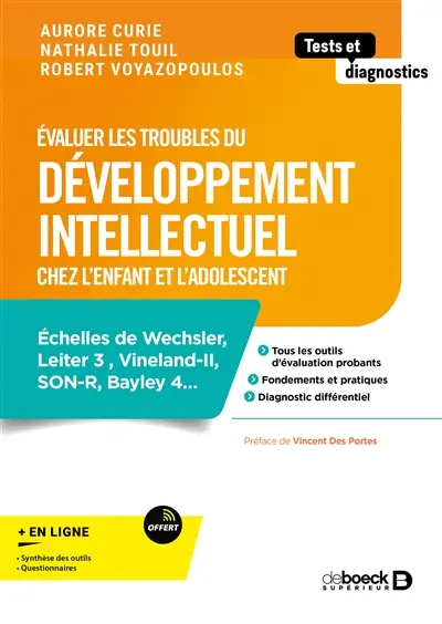 Evaluer les troubles du développement intellectuel chez l'enfant et l'adolescent : échelles de Wechsler, Leiter 3, Vineland-II, SON-R, Bayley 4...