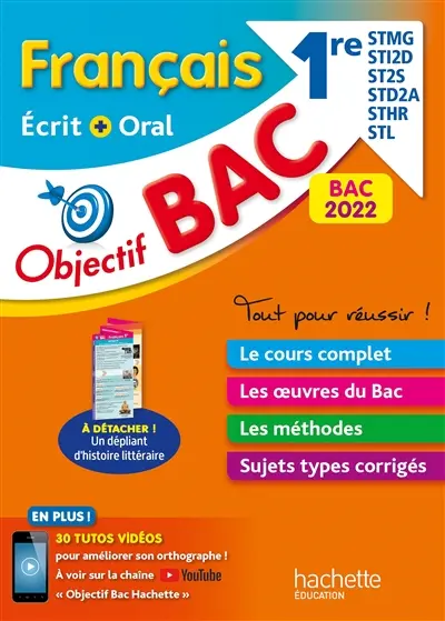 Français écrit + oral 1re STMG, STI2D, ST2S, STD2A, STHR, STL : bac 2022