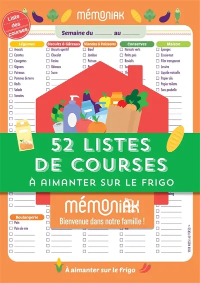 52 listes de courses à aimanter sur le frigo