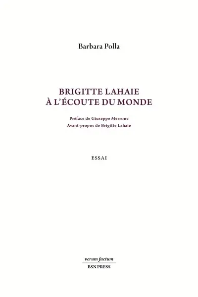 Brigitte Lahaie à l'écoute du monde : essai