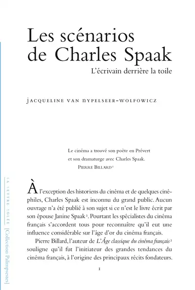Les scénarios de Charles Spaak : l'écrivain derrière la toile
