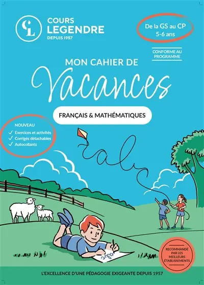 Mon cahier de vacances français & mathématiques : de la GS au CP, 5-6 ans