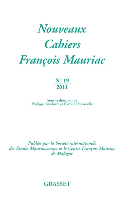 Nouveaux cahiers François Mauriac, n° 19