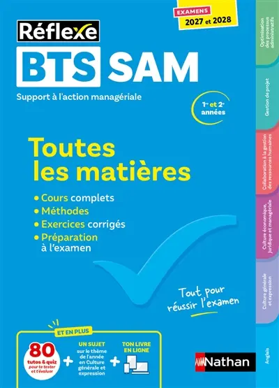 BTS SAM support à l'action managériale, 1re et 2e années : toutes les matières : examens 2027 et 2028