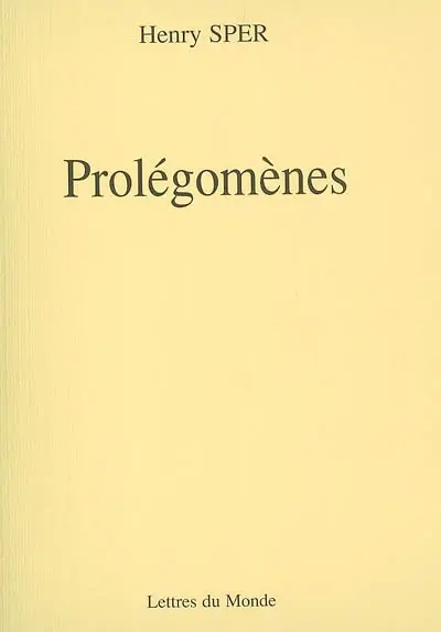 Prolégomènes