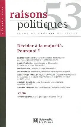 Raisons politiques, n° 53. Décider à la majorité, pourquoi ?