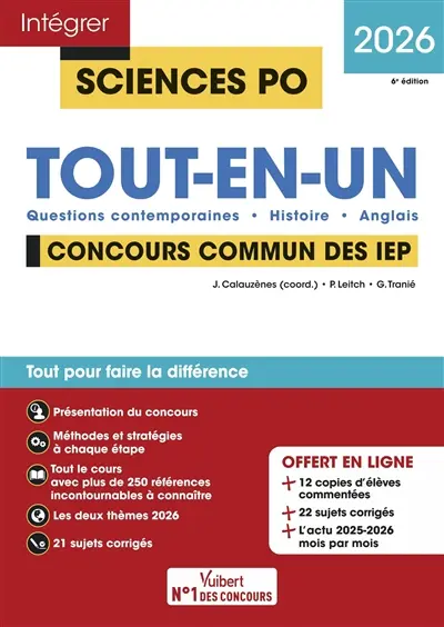 Tout-en-un, concours commun des IEP 2026 : questions contemporaines, histoire, anglais