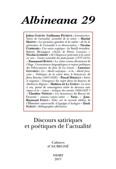 Albinéana, n° 29. Discours satiriques et poétiques de l'actualité