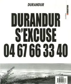 Durandur s'excuse 04 67 66 33 40 : je pisse sur la bande dessinée