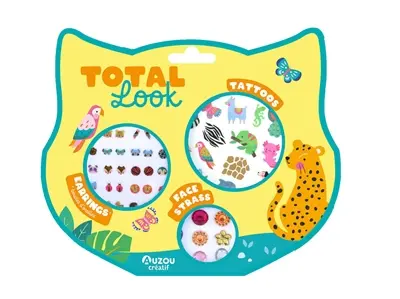 Total look animaux : Tattoos : boucles d'oreilles - face strass