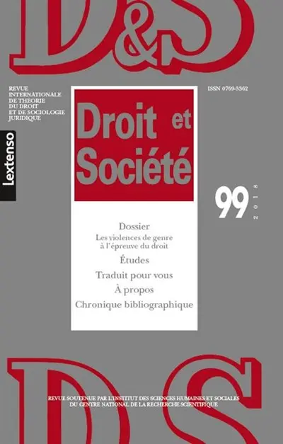 Droit et société, n° 99. Les violences de genre à l'épreuve du droit