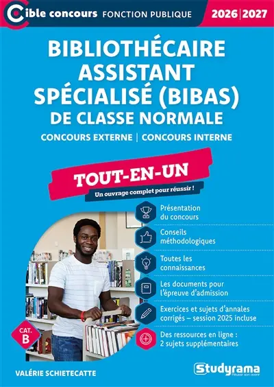 Bibliothécaire assistant spécialisé (BibAs) de classe normale : concours externe, concours interne, cat. B : tout-en-un, 2026-2027