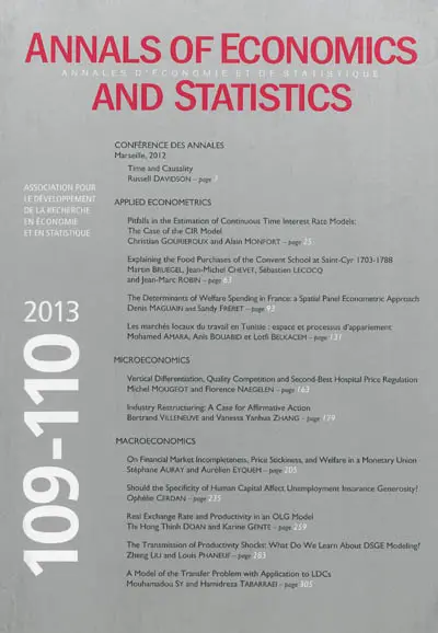 Annals of economics and statistics, n° 109-110