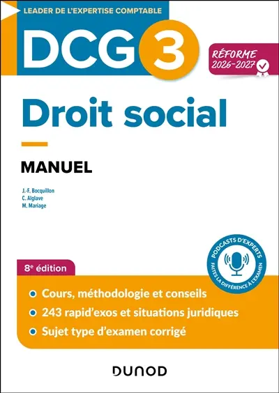 DCG 3, droit social : manuel : réforme 2026-2027